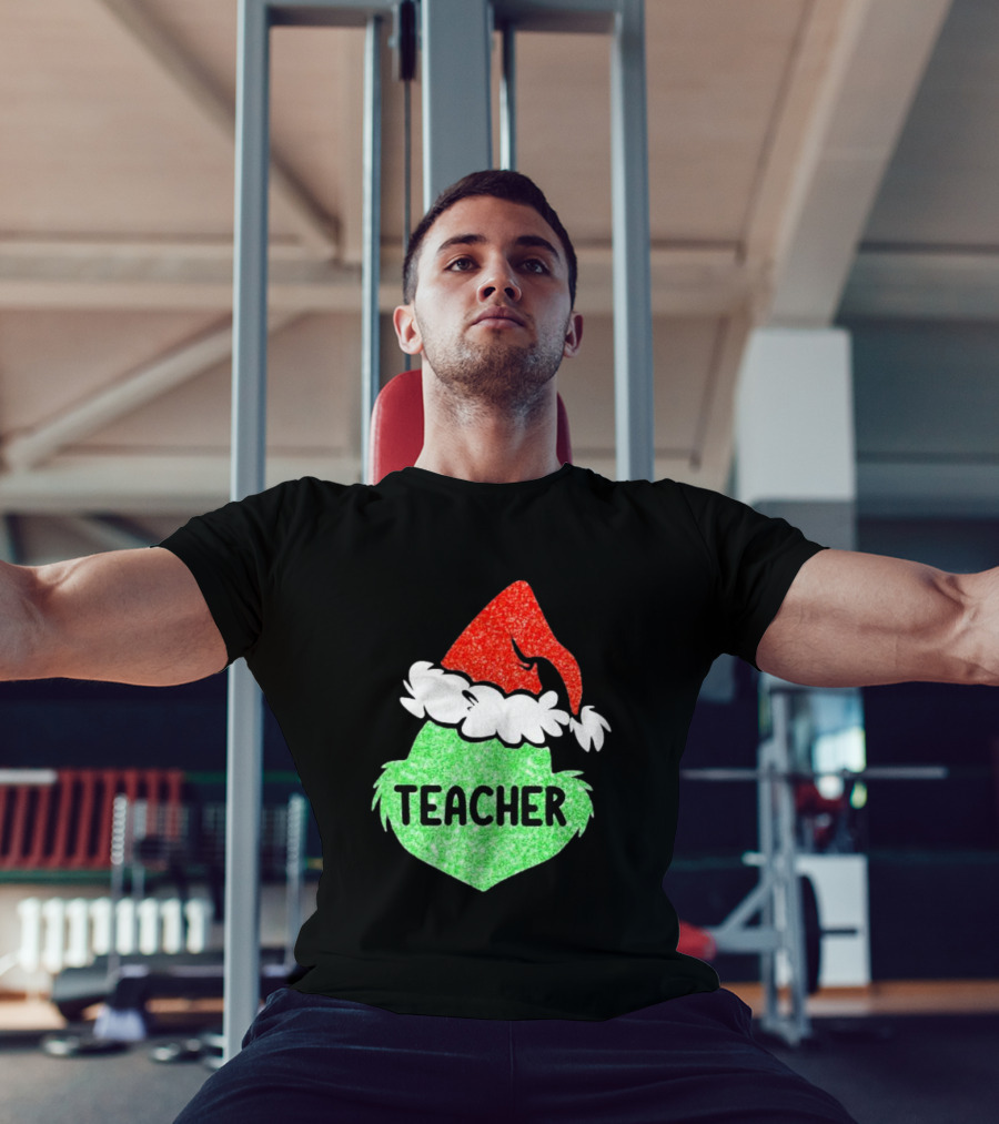 Santa Grinch Hat Teacher Christmas Holiday T-Shirt