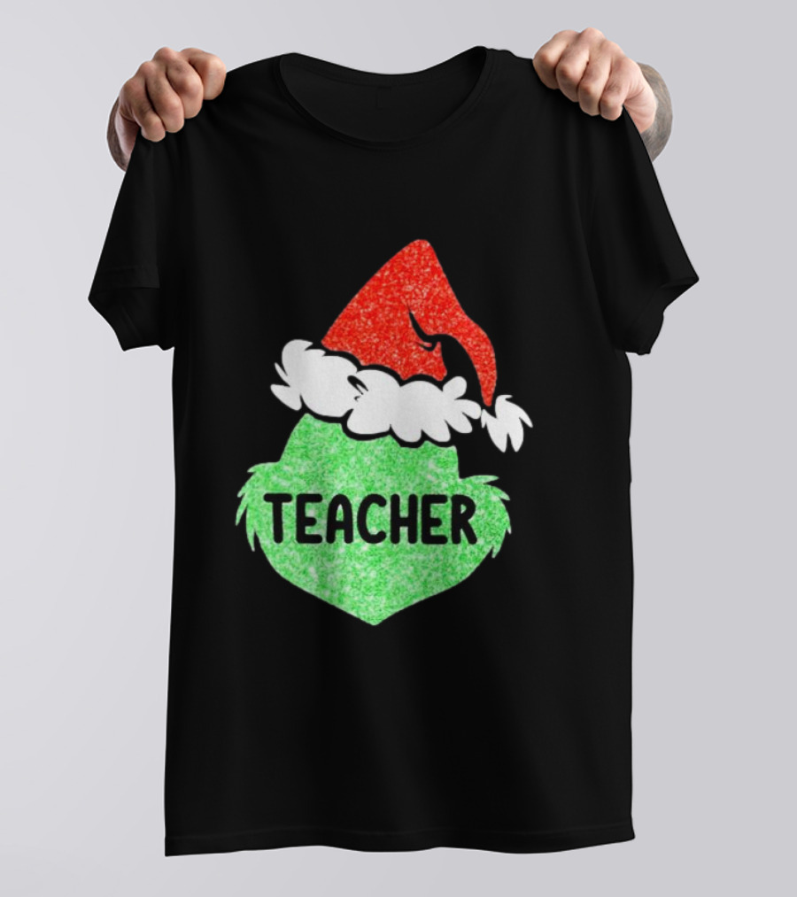 Santa Grinch Hat Teacher Christmas Holiday T-Shirt