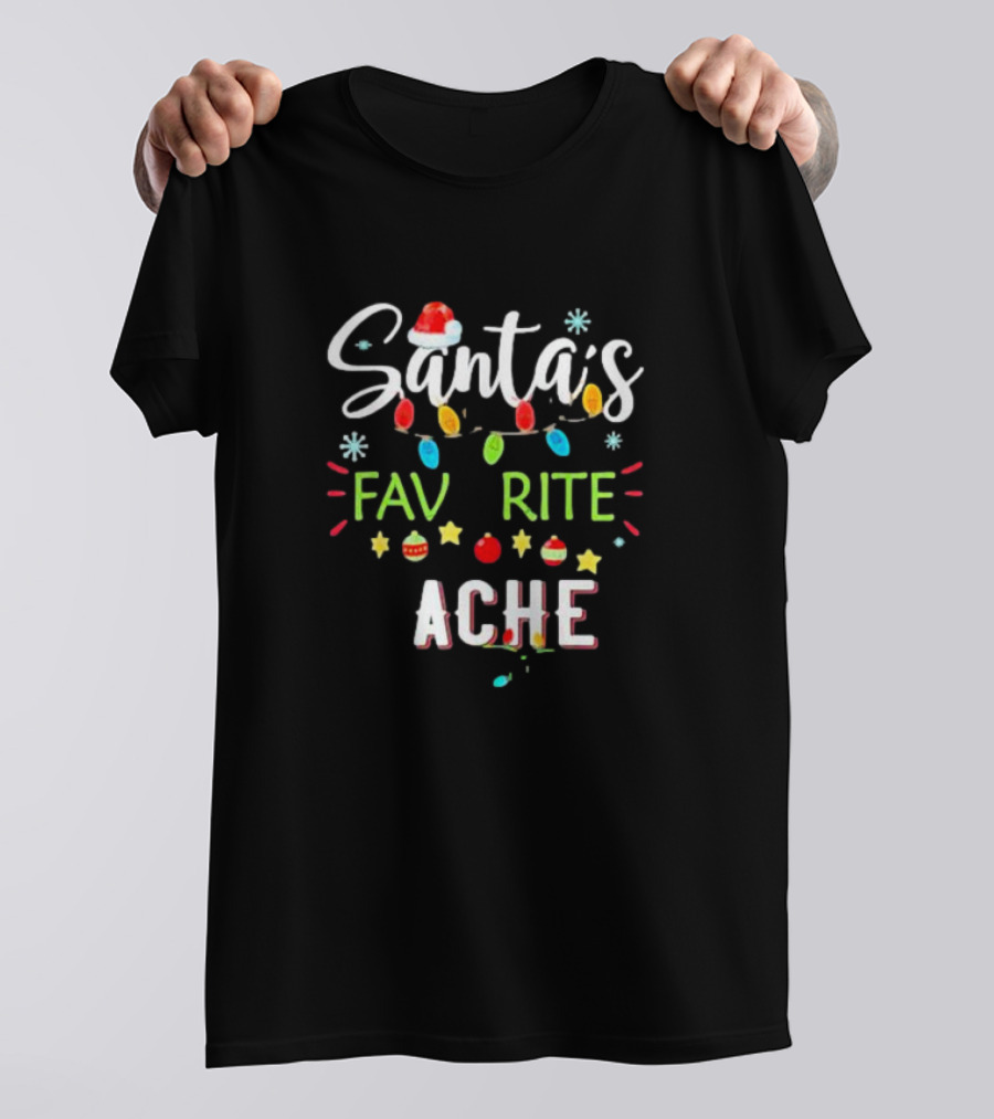 Santa’s Favorite Teacher Festive Christmas Lights T-Shirt