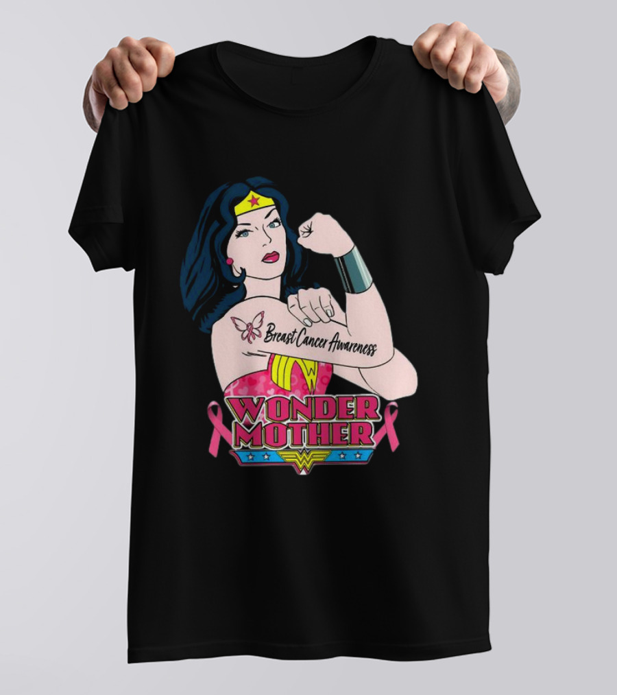 Wonder Woman Breast Cancer Awareness Wonder Mother Pink T-Shirt