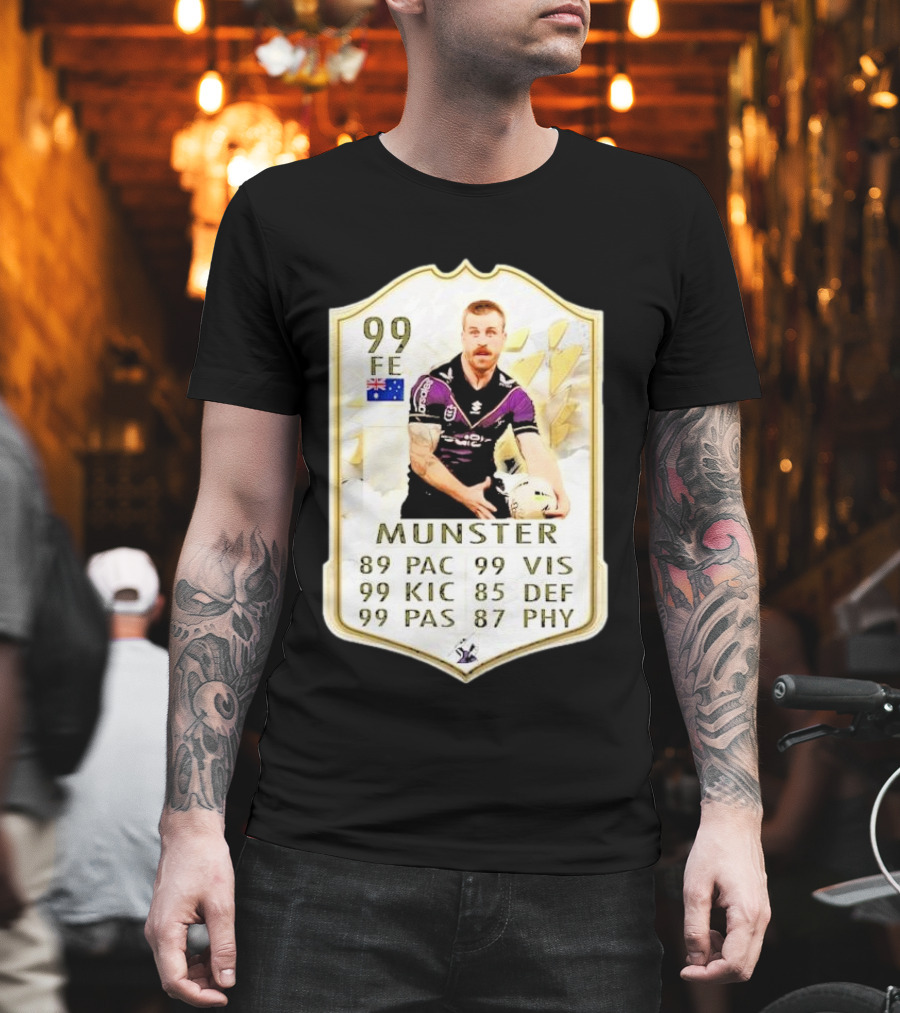 Melbourne Storm Cameron Munster Sports Card PAC VIS KIC DEF PAS PHY T-Shirt