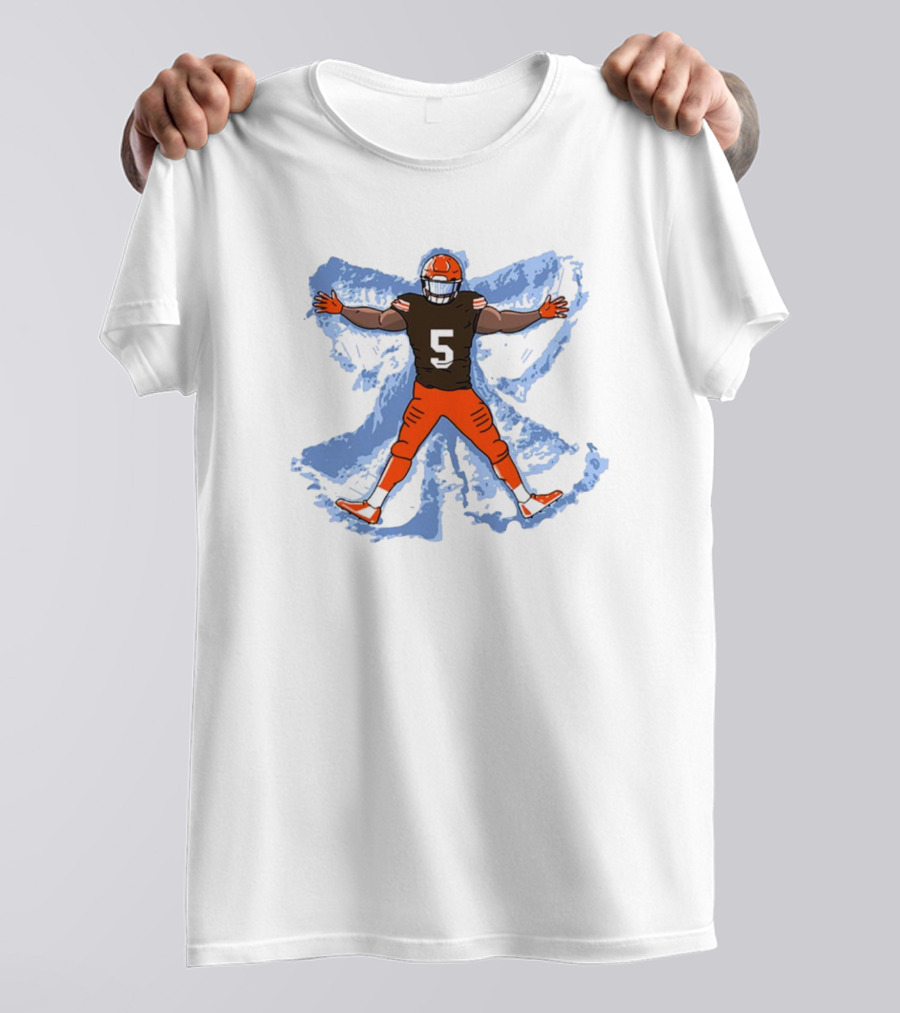 Cleveland Browns Jameis Winston Number 5 Snow Angel Dub T-Shirt