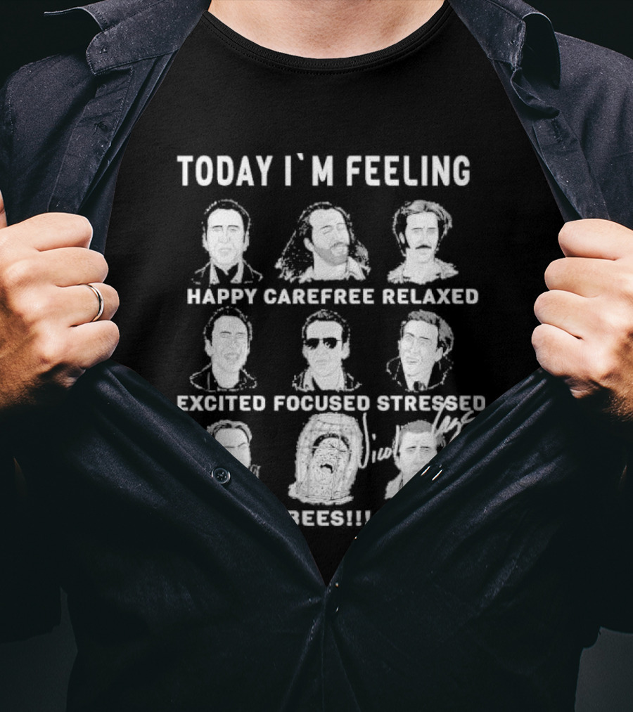 Today I’m Feeling Happy Carefree Relaxed Excited Focused Stressed Angry Bees Meh Vintage Humor Faces T-Shirt