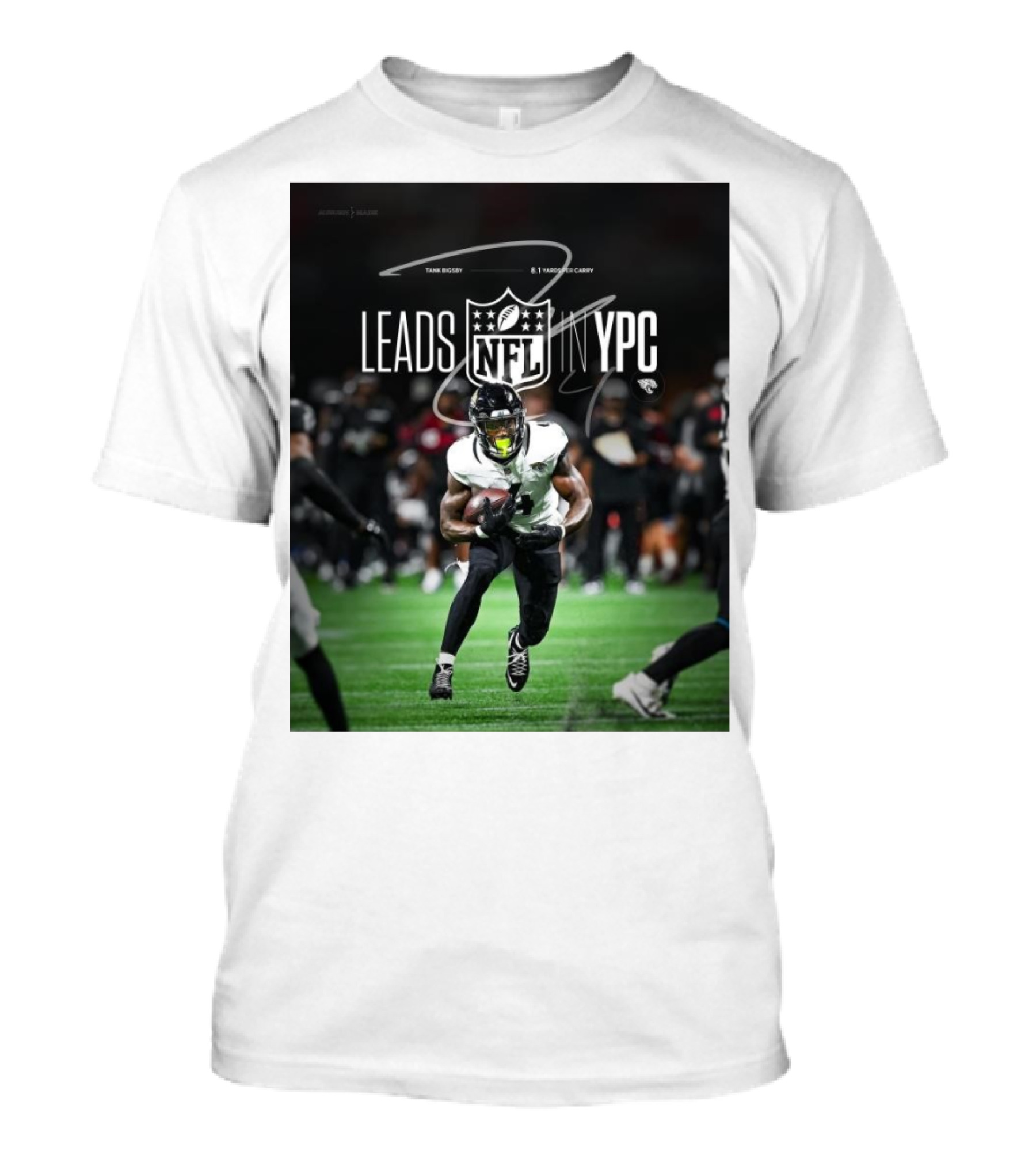 Tank Bigsby Jacksonville Jaguars NFL Leads YPC Signature Football Action T-Shirt