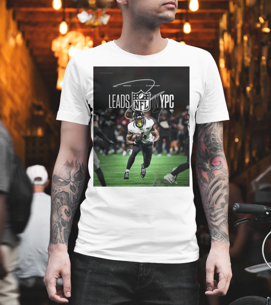 Tank Bigsby Jacksonville Jaguars NFL Leads YPC Signature Football Action T-Shirt