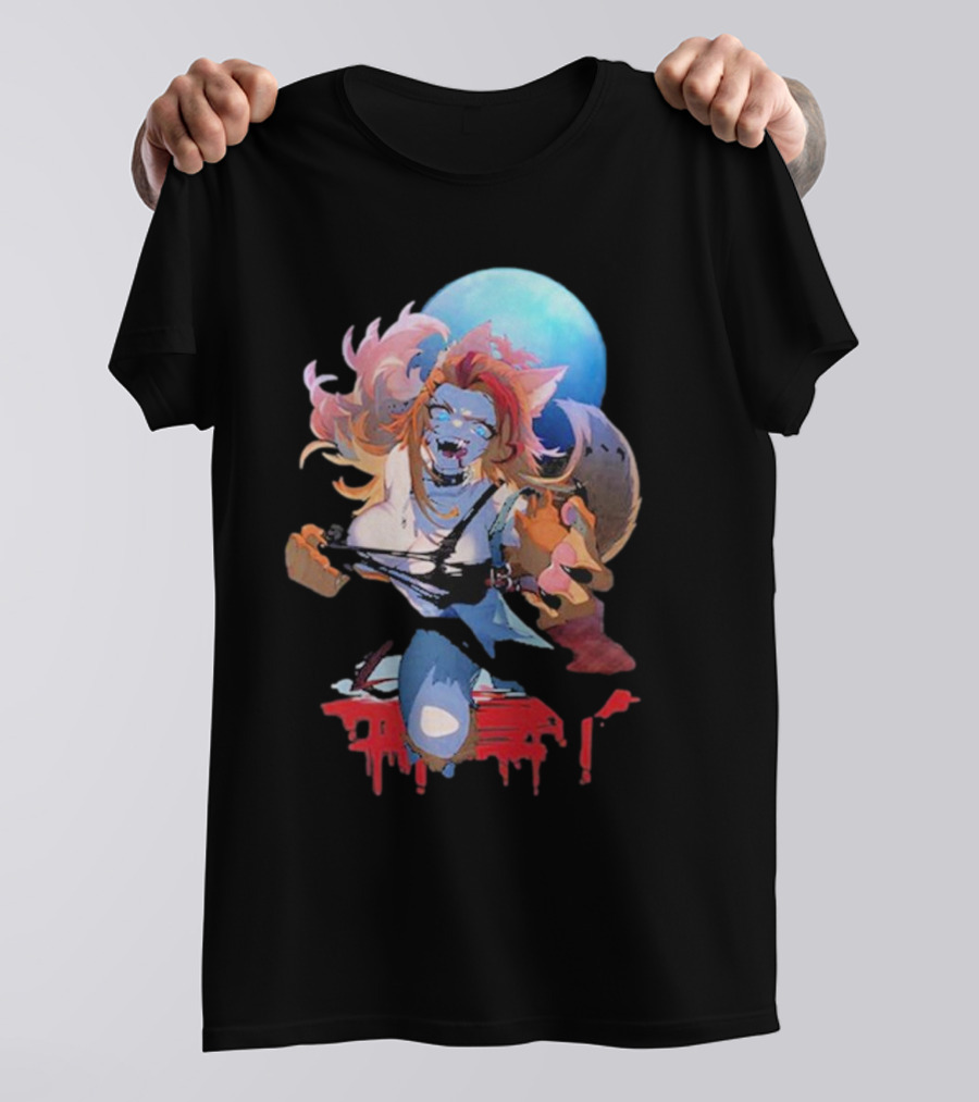 Buffpup Bloody Howl Werewolf Moon Guitar Blood Red T-Shirt
