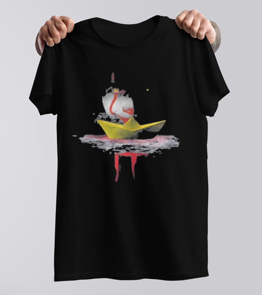 Pennywise Red Balloon Paper Boat Horror Reflection T-Shirt