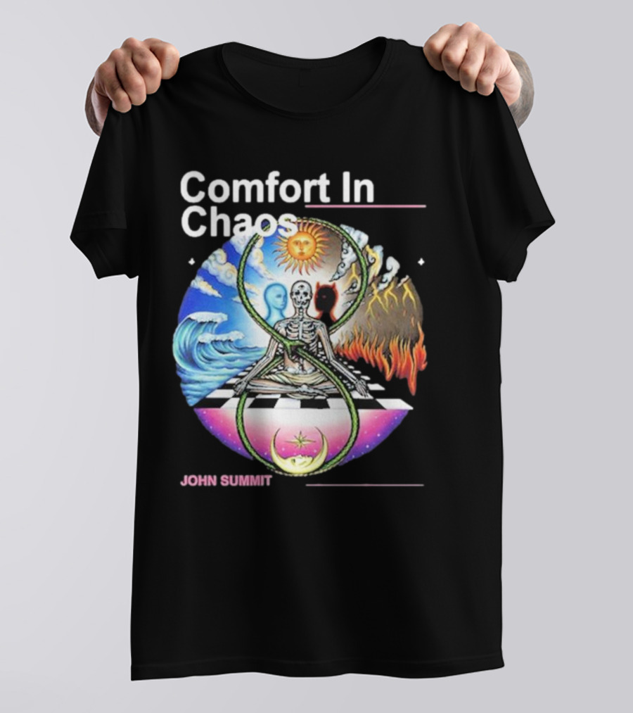 Comfort In Chaos John Summit The Good And The Evil Sun Moon Skeleton T-Shirt