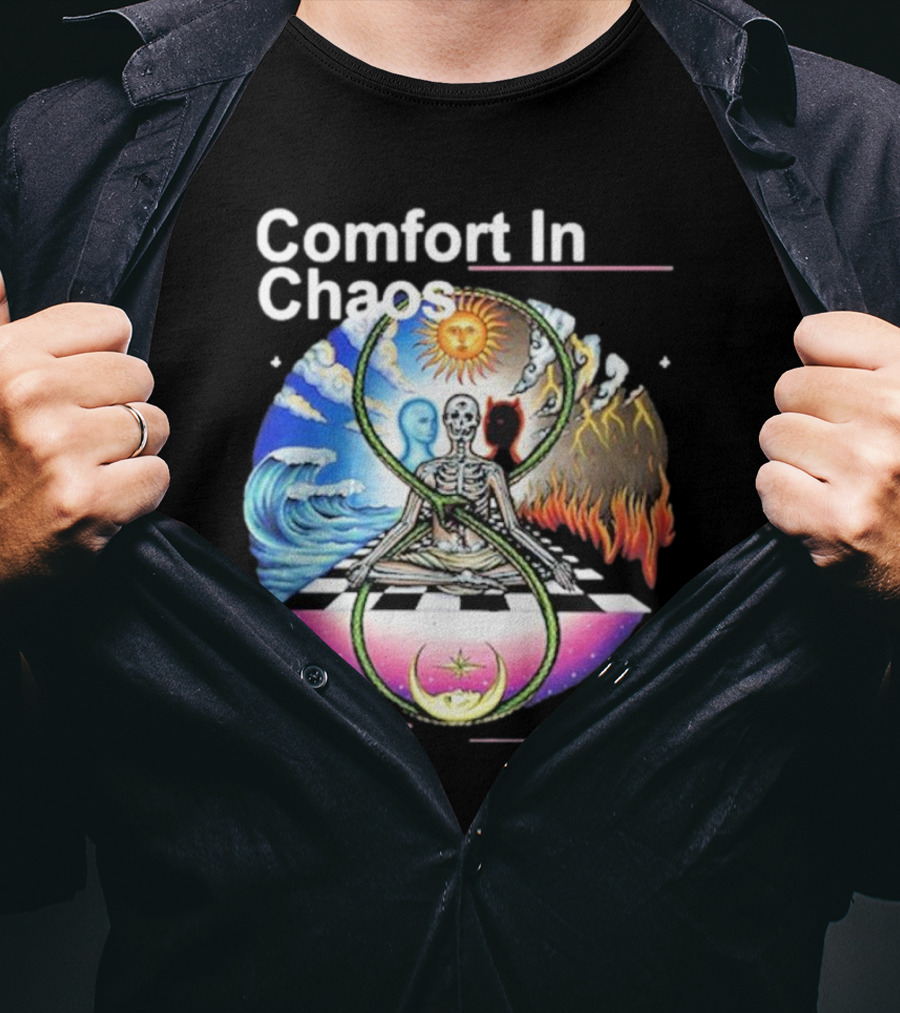 Comfort In Chaos John Summit The Good And The Evil Sun Moon Skeleton T-Shirt