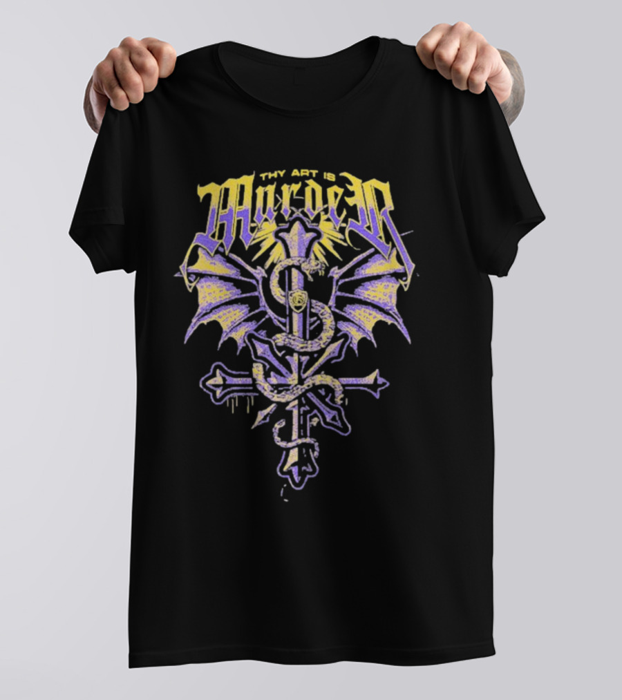 Thy Art Is Murder Bermuda Winged Serpent Cross T-Shirt