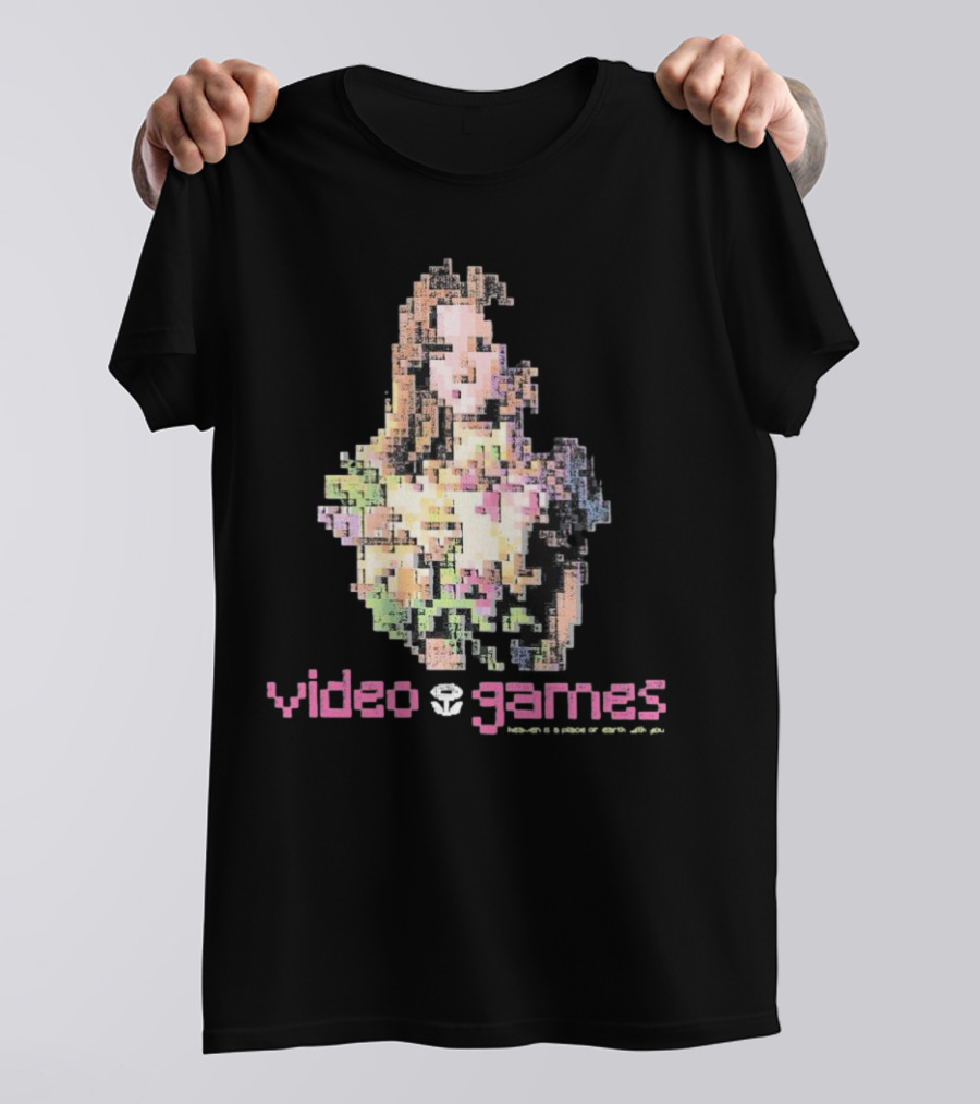 Video Games Heaven Is A Place On Earth With 8-Bit Pixel Art Girl T-Shirt
