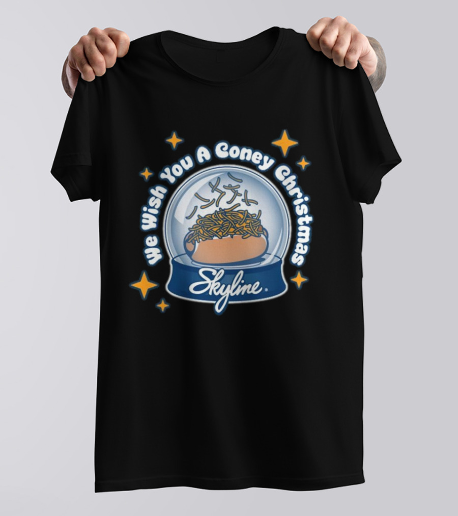 We Wish You A Coney Christmas Snow Globe Skyline Chili T-Shirt