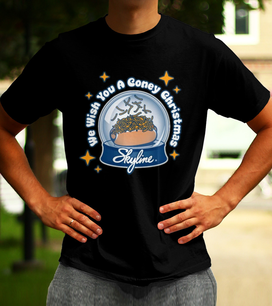 We Wish You A Coney Christmas Snow Globe Skyline Chili T-Shirt