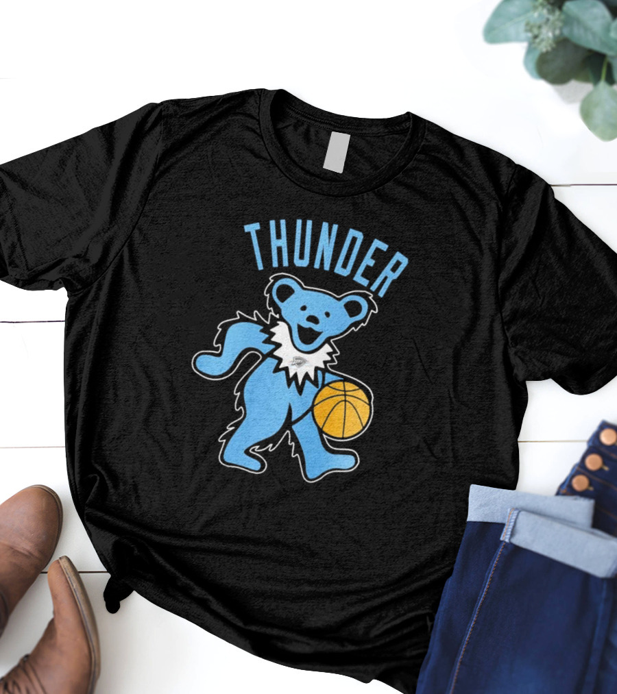 Oklahoma City Thunder Grateful Dead Dancing Bear Basketball T-Shirt