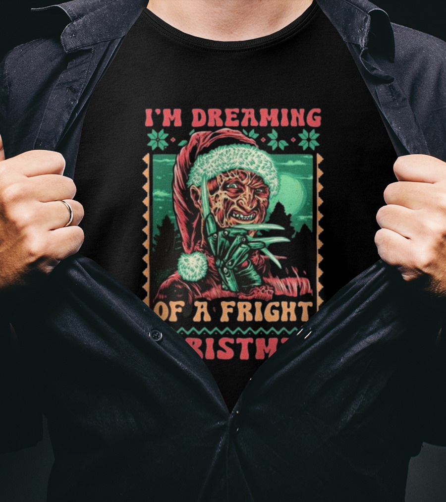 I’m Dreaming Of A Fright Christmas Santa Horror Claws Moon Holiday Scary Night T-Shirt