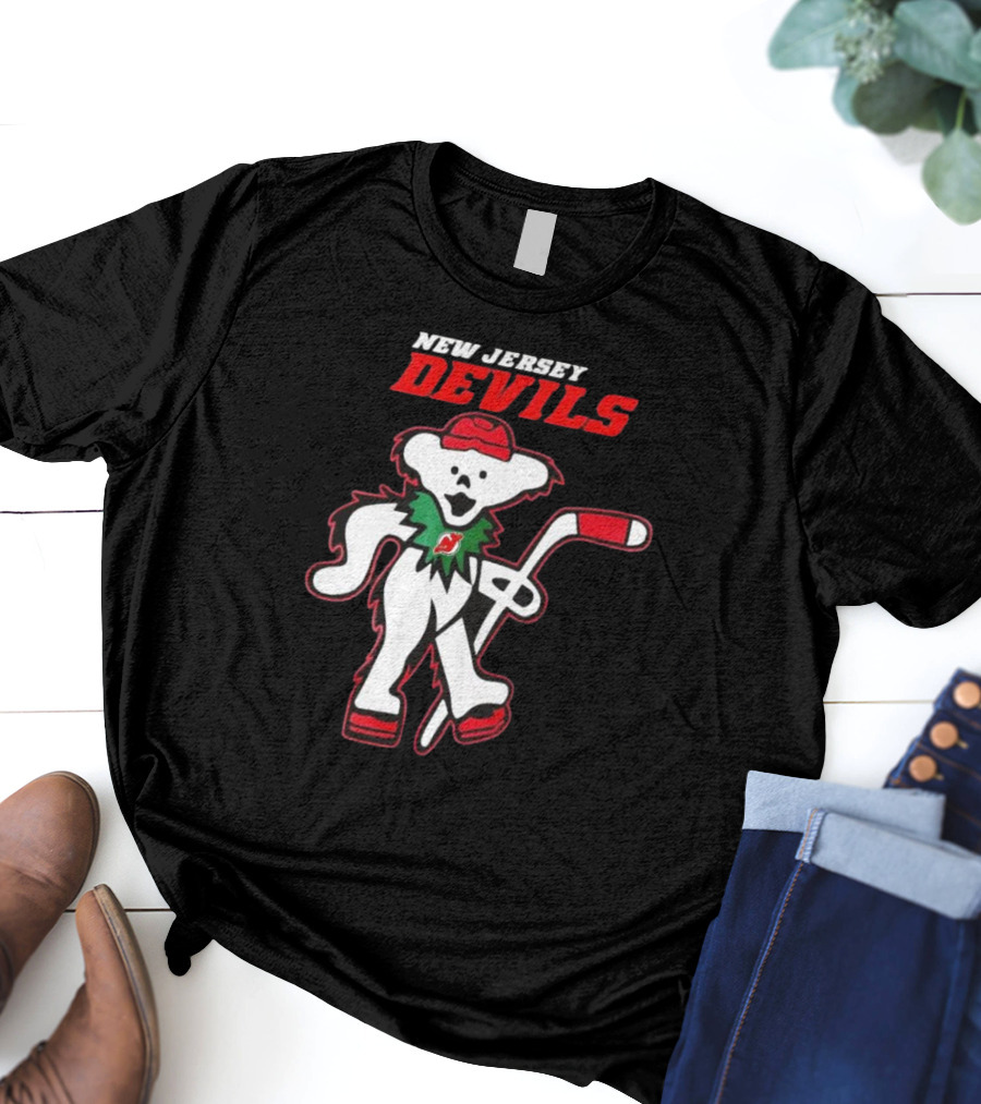New Jersey Devils Hockey Grateful Dead Bear T-Shirt