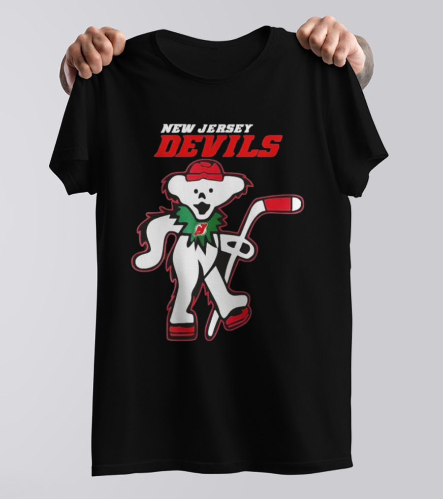 New Jersey Devils Hockey Grateful Dead Bear T-Shirt