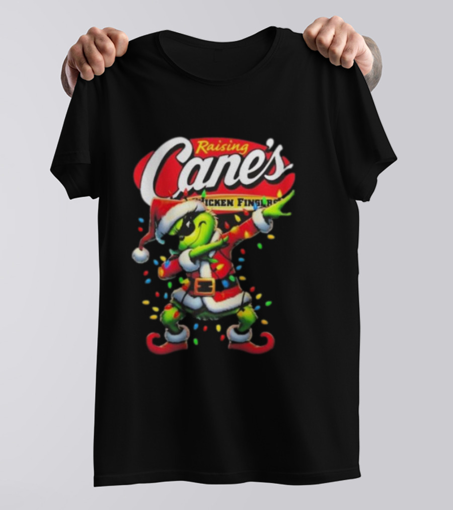 Grinch Santa Dabbing Raising Cane’s Chicken Fingers Christmas T-Shirt