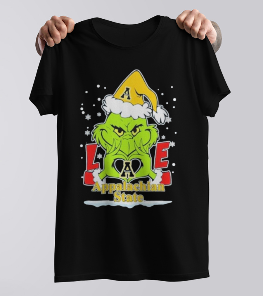 The Grinch Love Appalachian State Christmas Football T-Shirt