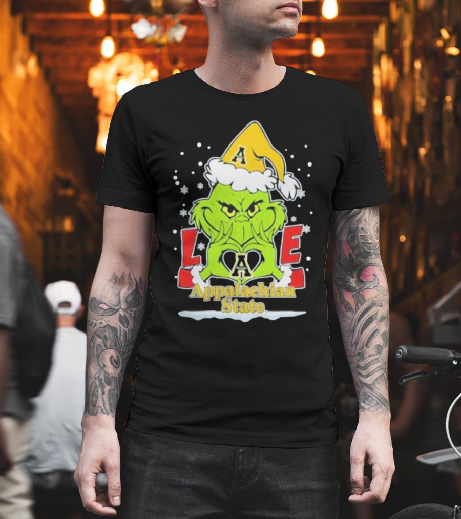 The Grinch Love Appalachian State Christmas Football T-Shirt