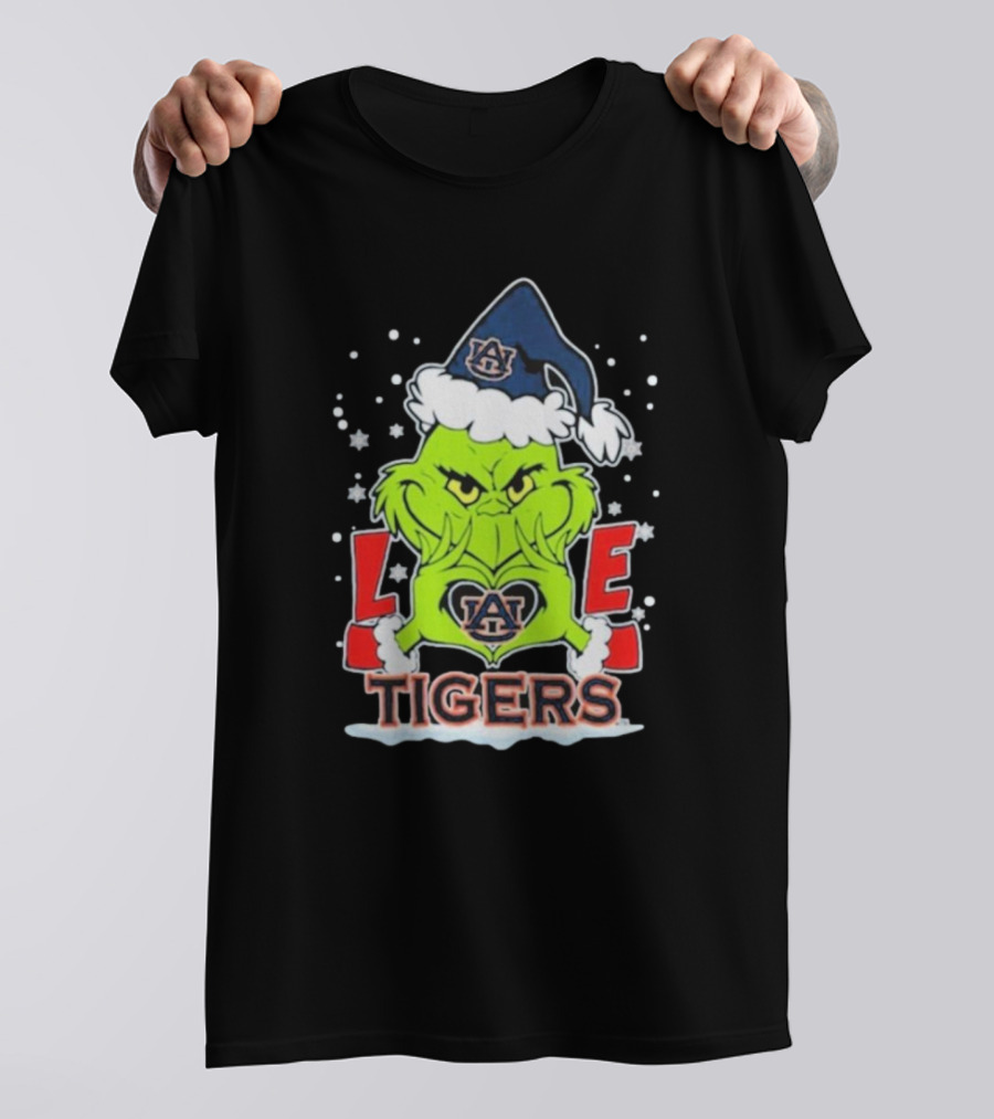 The Grinch Love Auburn Tigers Christmas Football T-Shirt
