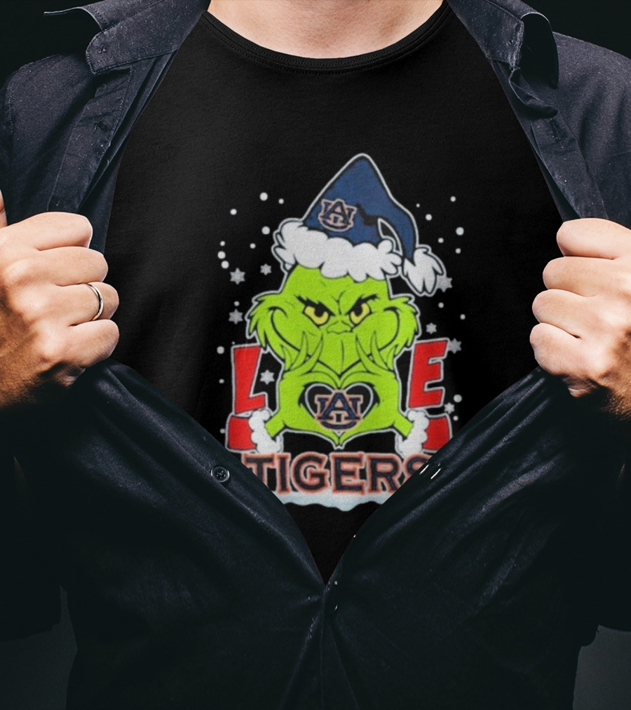 The Grinch Love Auburn Tigers Christmas Football T-Shirt