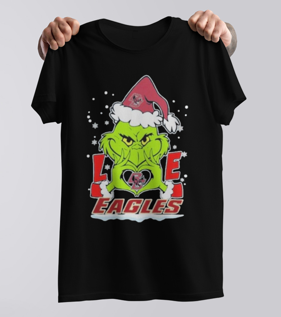 The Grinch Love Boston College Eagles Christmas Football T-Shirt