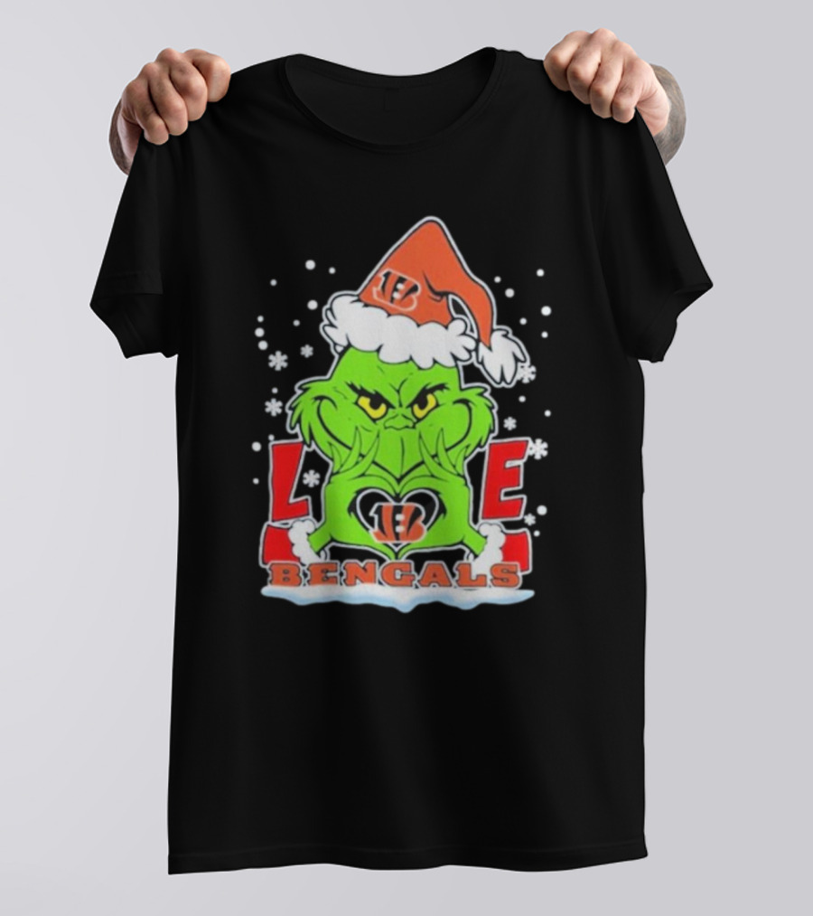 Grinch Love Cincinnati Bengals Christmas Football T-Shirt