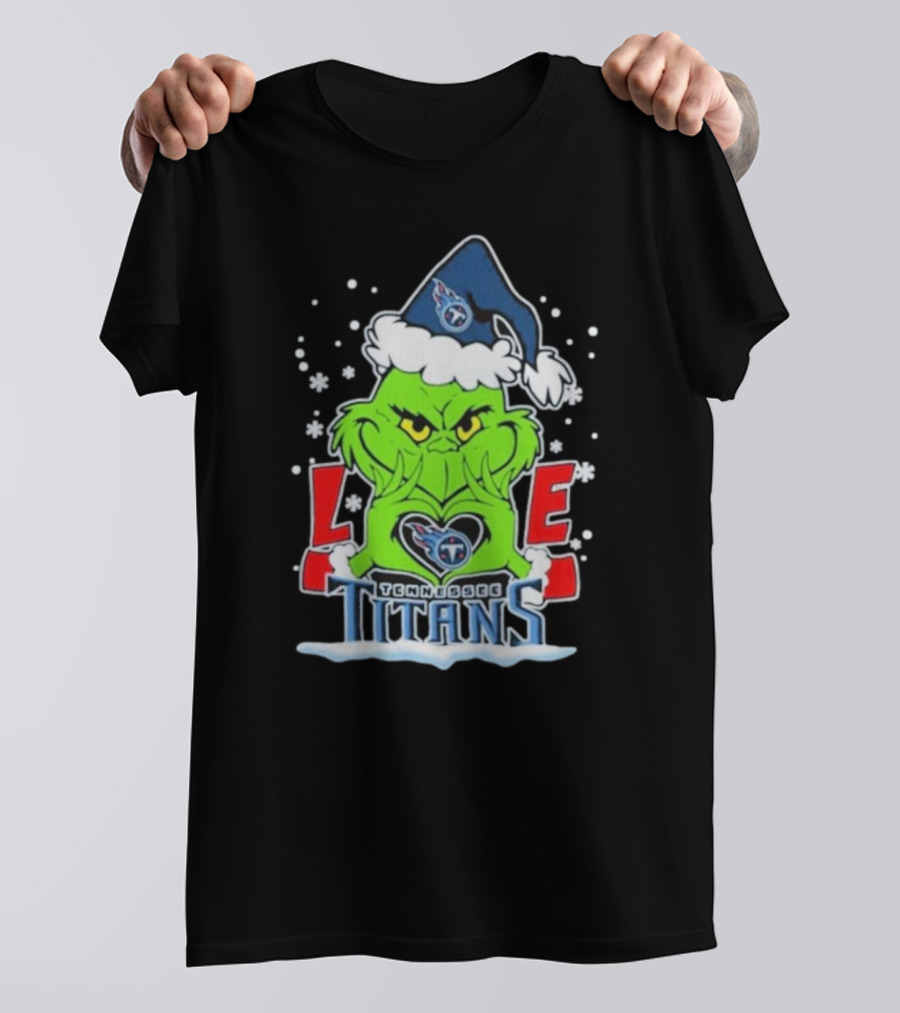 Grinch Love Tennessee Titans Football Christmas T-Shirt