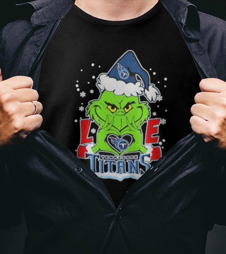 Grinch Love Tennessee Titans Football Christmas T-Shirt