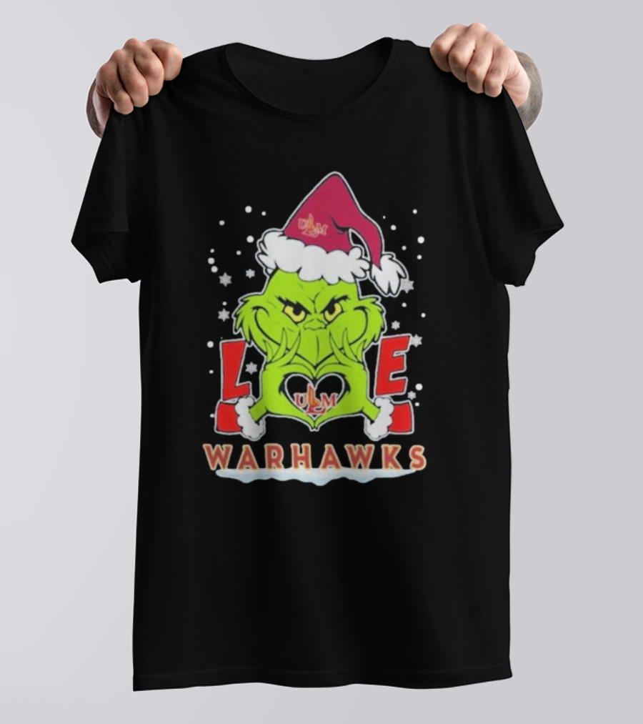 ULM Warhawks Football Grinch Love Christmas T-Shirt
