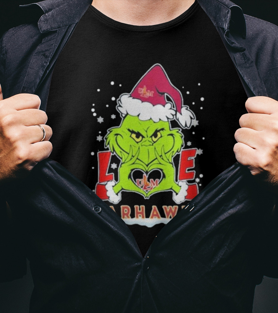 ULM Warhawks Football Grinch Love Christmas T-Shirt
