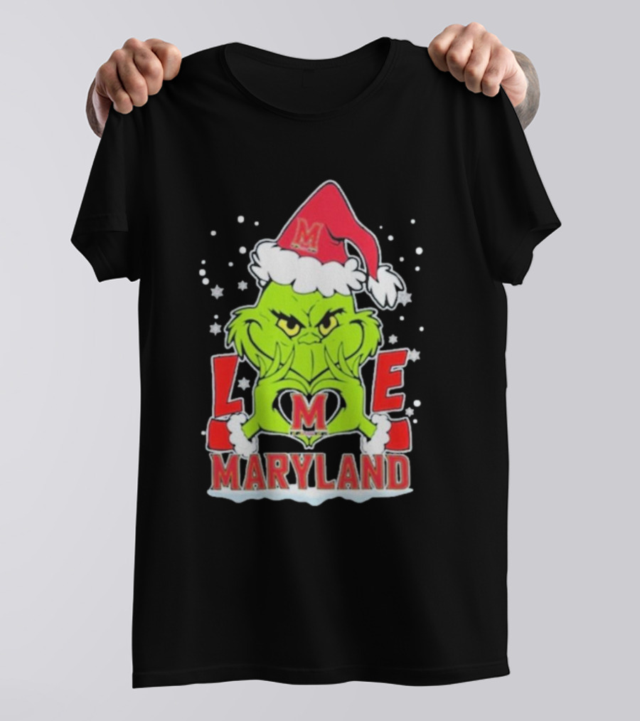 Grinch Love Maryland Terrapins Football Christmas T-Shirt