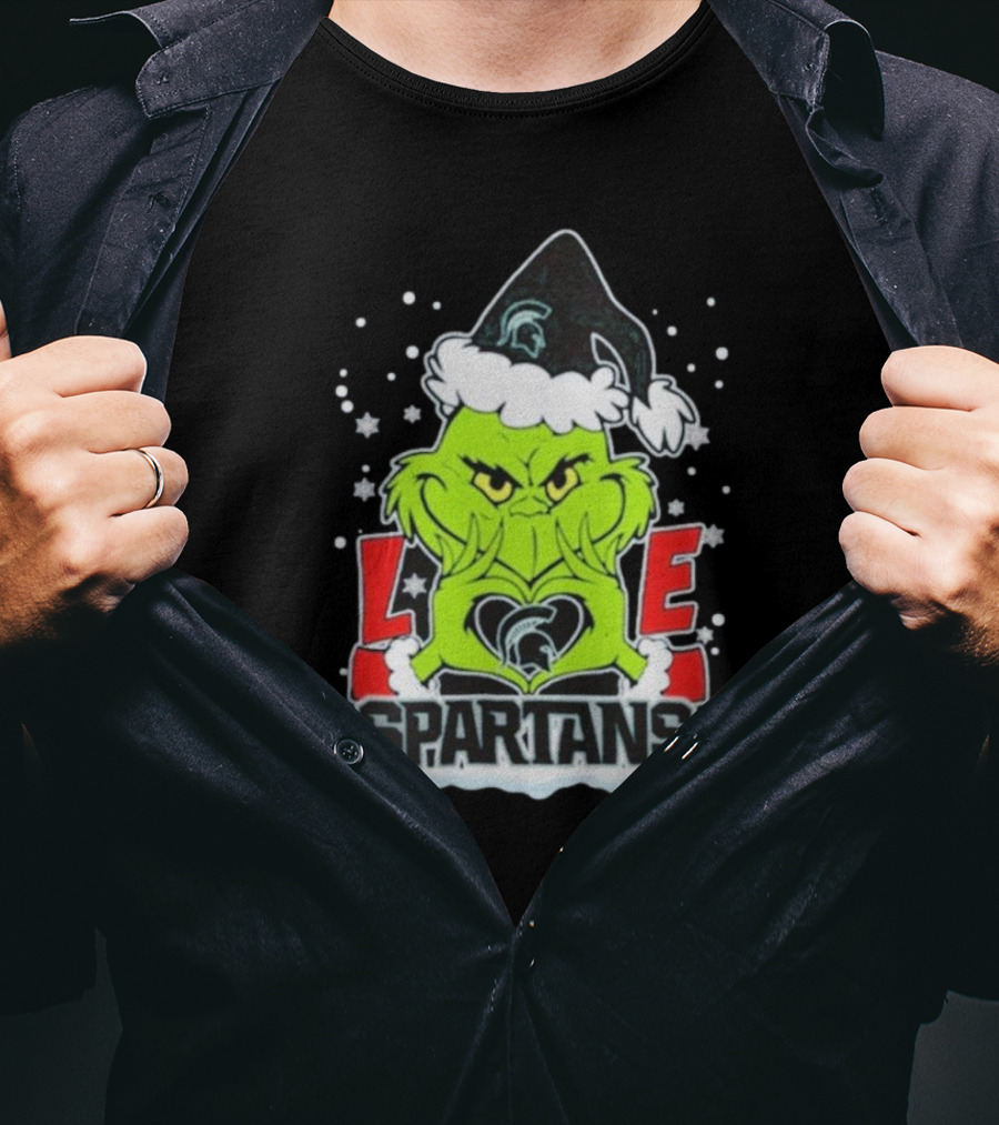 The Grinch Love Spartans Michigan State Christmas T-Shirt