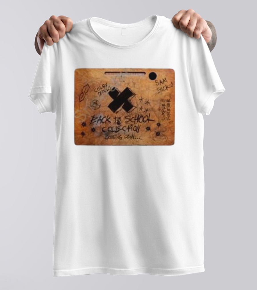 Sam And Colby Merch Store XPLR Back To School Collection Coming Soon Colby Draws Sam Sucks T-Shirt