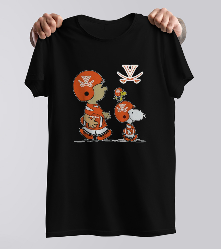 Charlie Brown Snoopy Woodstock Virginia Cavaliers Football T-Shirt