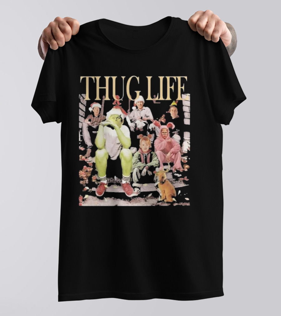THUG LIFE Merry Christmas Grinch And Holiday Movie Icons T-Shirt