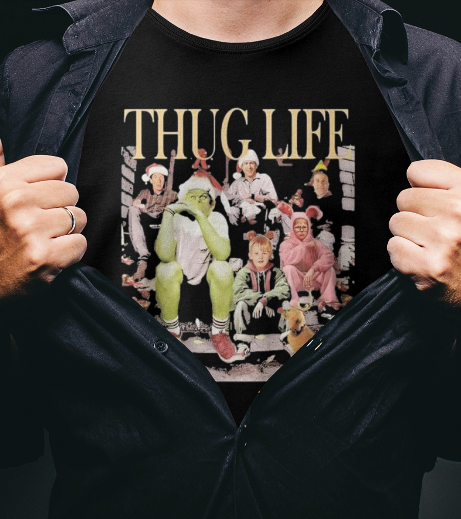 THUG LIFE Merry Christmas Grinch And Holiday Movie Icons T-Shirt