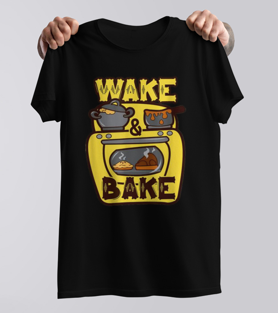Wake Bake Thanksgiving Turkey Feast Meal Dinner Chef Funny Cooking T-Shirt
