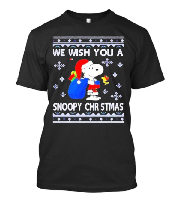 We Wish You A Snoopy Christmas Santa Hat And Gifts Peanuts Holiday T-Shirt