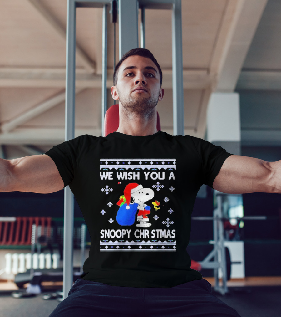 We Wish You A Snoopy Christmas Santa Hat And Gifts Peanuts Holiday T-Shirt
