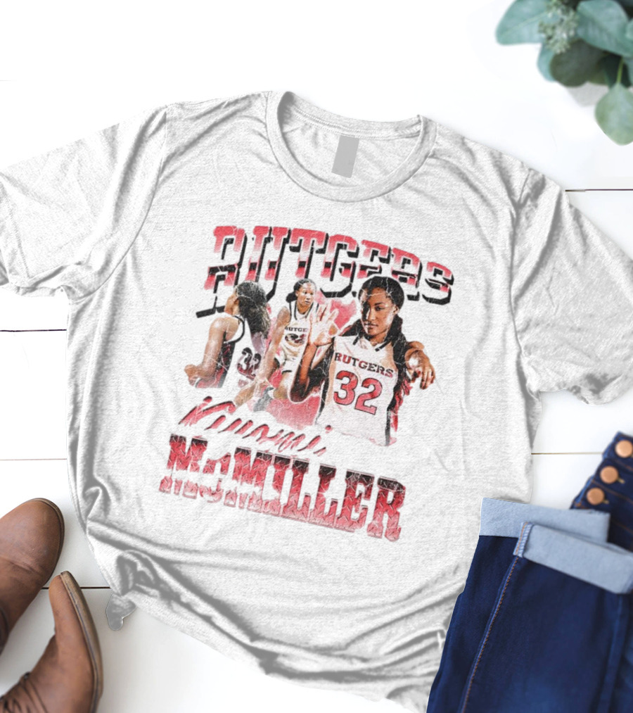 Rutgers Scarlet Knights Kiyomi McMiller 90s Retro Basketball Action 32 T-Shirt