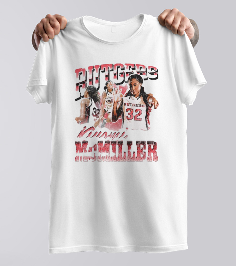 Rutgers Scarlet Knights Kiyomi McMiller 90s Retro Basketball Action 32 T-Shirt