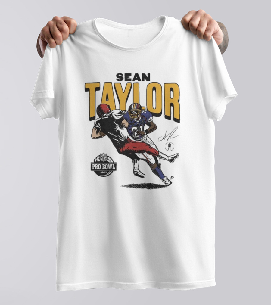 Sean Taylor NFL Pro Bowl 2007 Caricature Signature Washington Commanders T-Shirt