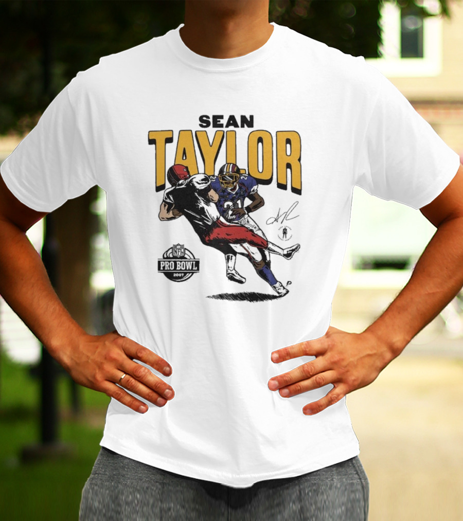 Sean Taylor NFL Pro Bowl 2007 Caricature Signature Washington Commanders T-Shirt