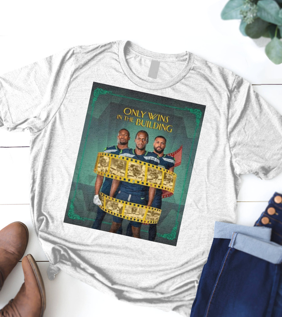 ONLY WINS IN THE BUILDING SEATTLE SEAHAWKS FILM STRIP BACKGROUND T-Shirt