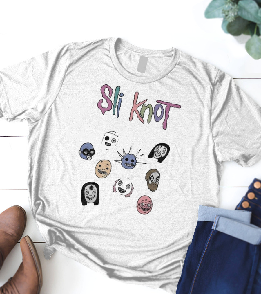 Sli Knot Cartoon Faces Collection From Custer T-Shirt