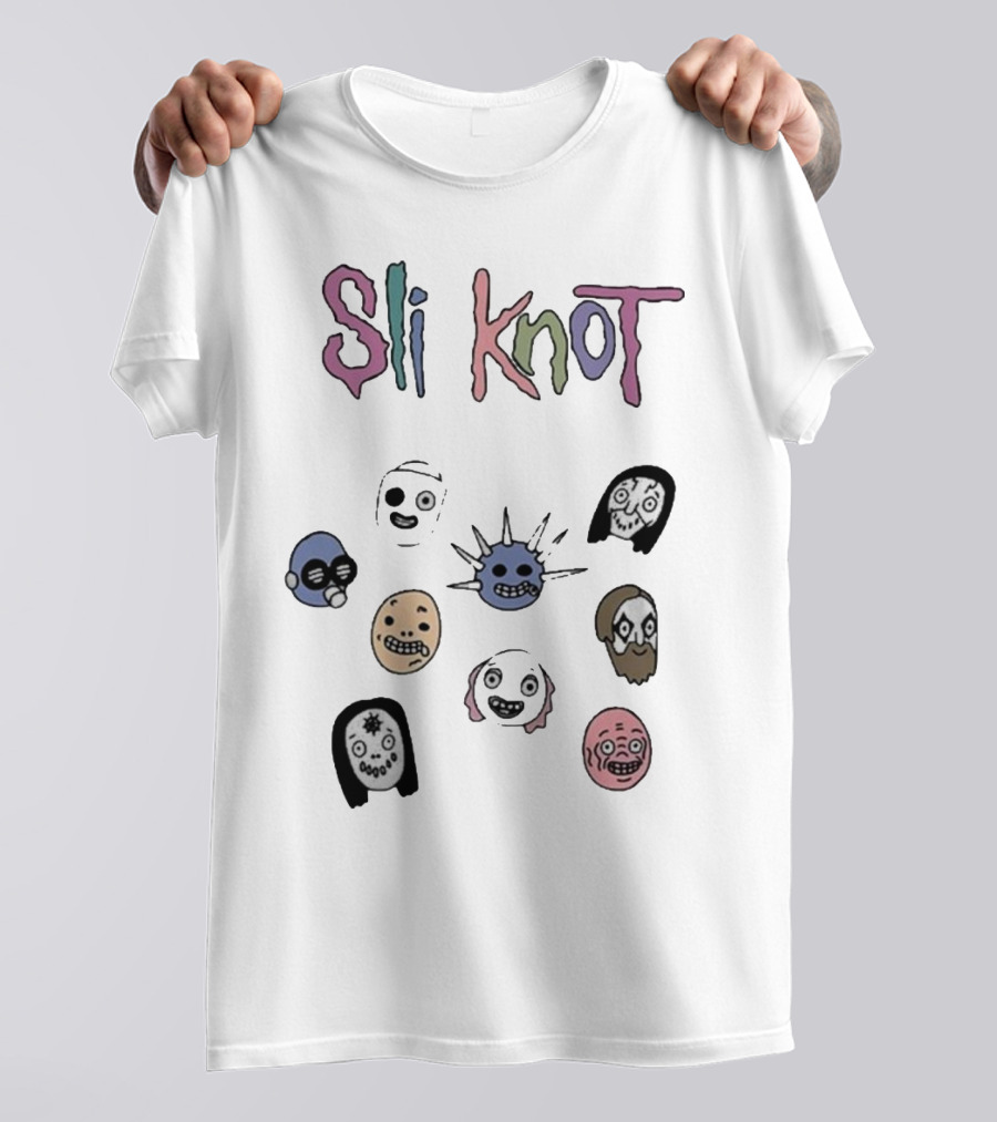 Sli Knot Cartoon Faces Collection From Custer T-Shirt