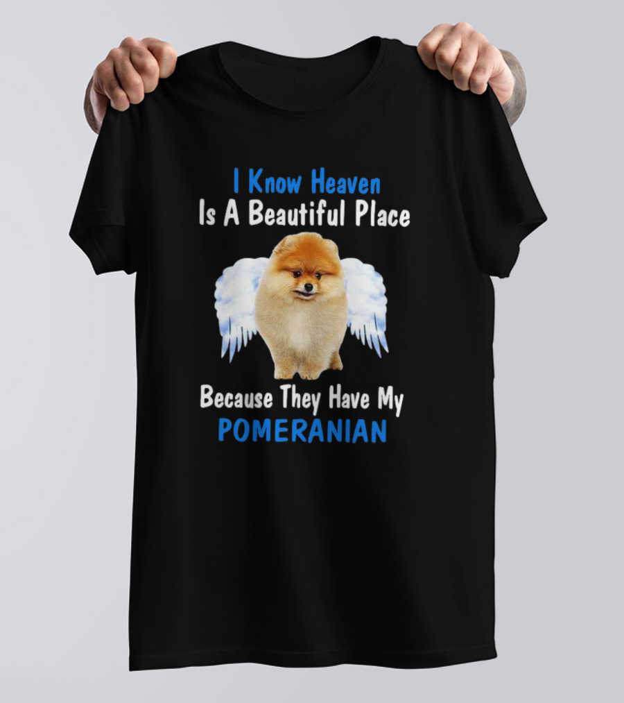 I Know Heaven Is A Beautiful Place Because They Have My Pomeranian Angel Wings T-Shirt
