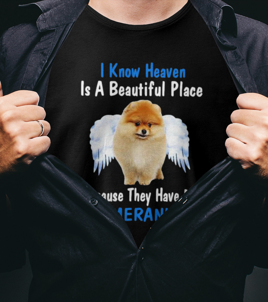 I Know Heaven Is A Beautiful Place Because They Have My Pomeranian Angel Wings T-Shirt